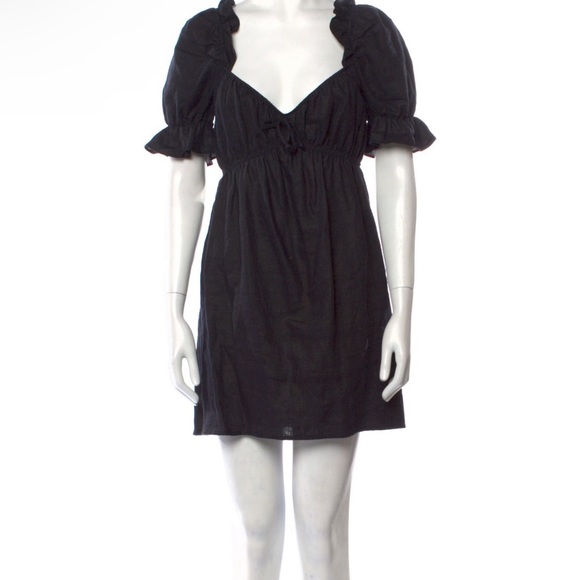 Reformation Linen Puff Sleeved Channa mini dress NWT - Picture 4 of 5